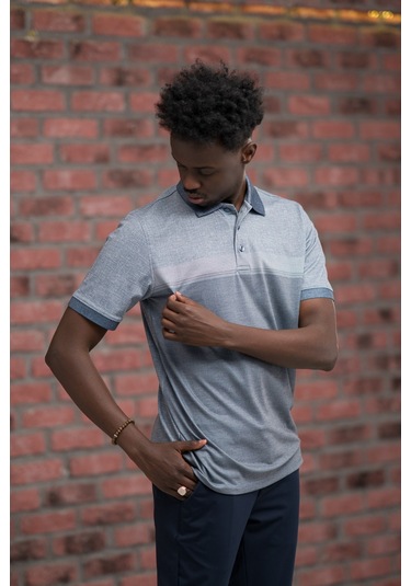 Advante Regular Fit Likralı Pano Desenli Polo Yaka T-shirt Lacivert