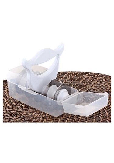 Rotanev 5 Çelik Bıçaklı Tutma Kollu Mantımatik Mantı Kesici Merdane Pratik Mantı Kesme Aparatı Beyaz - Siyah