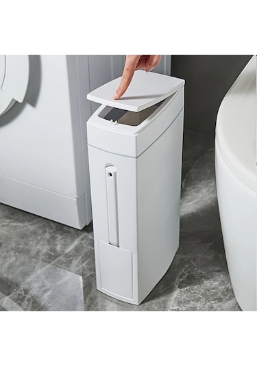 Fastbuy Challenger Beyaz 4.5l Büyük Kapasiteli Çukur Çöp Kutusu, Koku Önleyici, Fırçalı, Sessiz Açma Kapama Beyaz