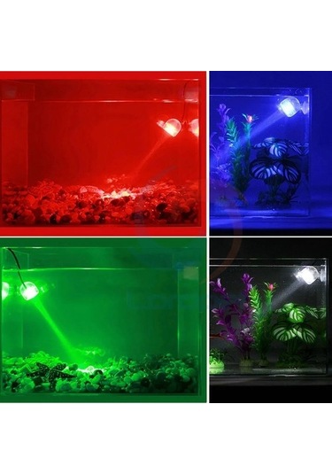 Silkroadselect Pengfu Shop Beyaz Stil Akvaryum Amfibi Dalgıç Mini Led Spot Ayarlanabilir Yön Mulyi Renkli Lamba Işığı Emme Klipsi İle Çok Renkli