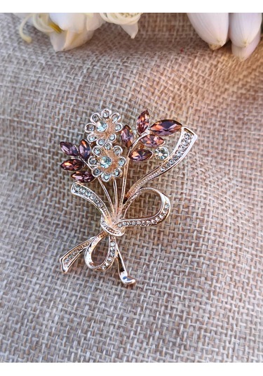 Villovatik Altın Çiçek Buketi Broş 222840793 Altın Rengi