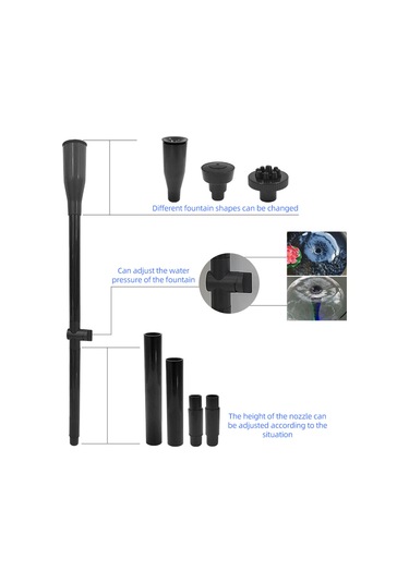 Lemestar Renkli Işıklı 1000l/saat Akvaryum Pompası - 9 Nozullu, Ayarlanabilir Akış, Sessiz Çalışma