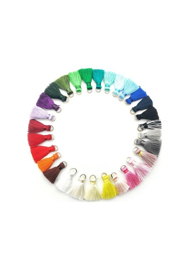 Suntek 100 Paket Polyester Püskül Karışık Renk Dıy Takı Yapımı Zarif W/yüzük