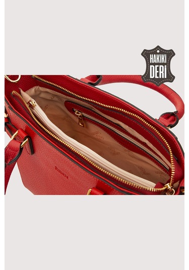 Hakiki Deri Kadın El Çantası Kırmızı Smr7922 Kırmızı
