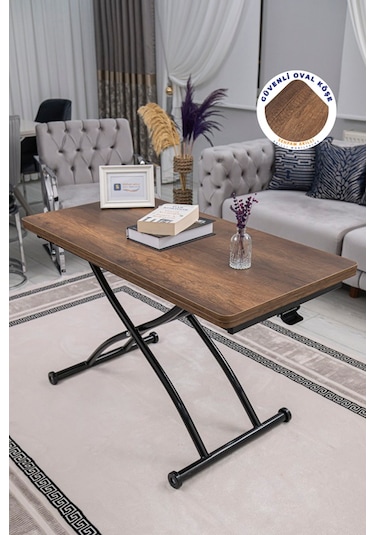 Juppo Üst Tabla Mdfbarok Ceviz Oval Köşe Alt Siyah Dışa Kıvrım