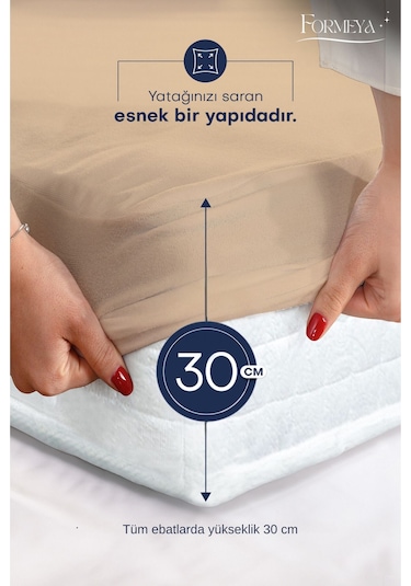 Formeya Pamukkale Kahve Mikro Fitted Sıvı Geçirmez Yatak Koruyucu  TekKişilik  Alez