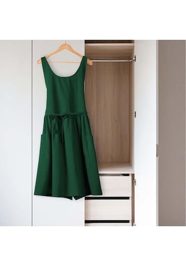 Homyl Pamuklu Mutfak Önlüğü Şef Makinede Yıkanabilir Kolsuz Yeşil