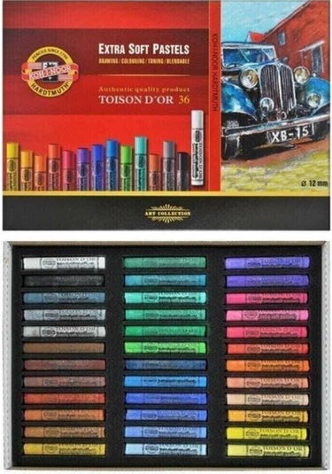 Toison D'or Sanatsal Extra Soft Yuvarlak Pastel Boya Kalın 36 Renk Extra Soft Dry Chalks Nocolor