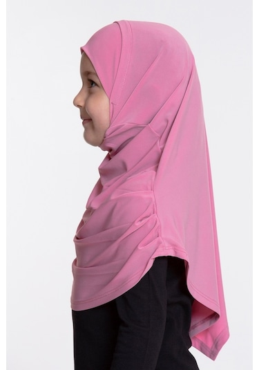 Hürrem Bone Pembe Pratik Hazır Geçmeli Çocuk Tesettür Bone Sandy Kumaş Kendin Pembe