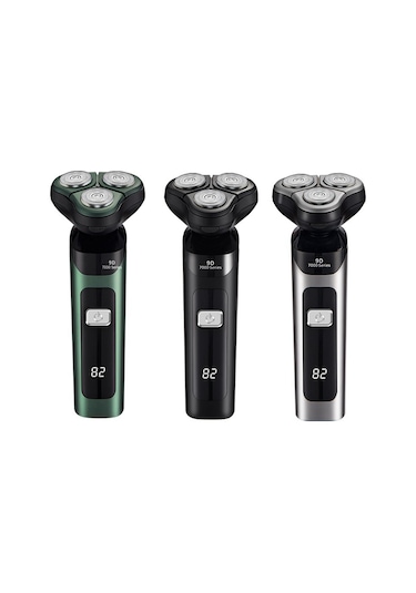 Elektrikli Lcd Dijital Ekran Üç Başlı Yüzen Tıraş Bıçağı Type-c Siyah