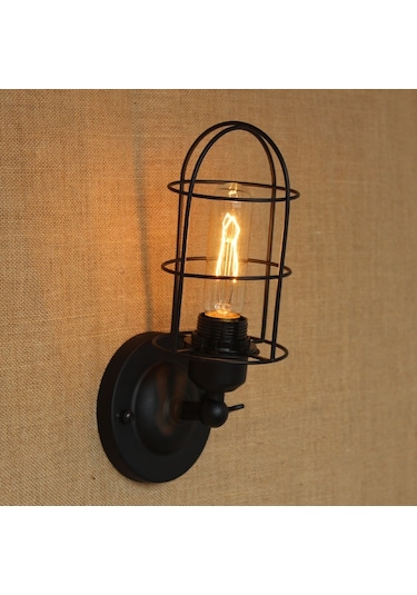 Riolight Retro Kafesli Mafsalı Siyah Rustik Aplik Siyah