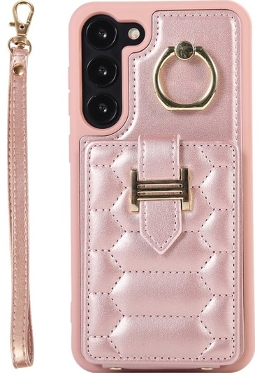 Samsung Galaxy S22 5g Dikey Kart Çantası Halka Tutucu Telefon Kılıfı İçin Çift Kordonlu