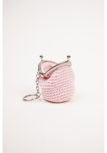 Fabric Craft Bag Mini Bozuk Para Cüzdanı Anahtarlık Klipsli Açık Pembe