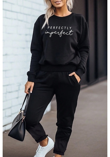 Perfectly Baskılı Eşofman Takımı Siyah