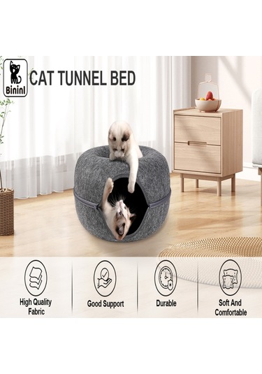 Geeroyoo Rahat Kumaş Kediler İçin Çift Katlı Fermuarlı Tünelli Yatak
