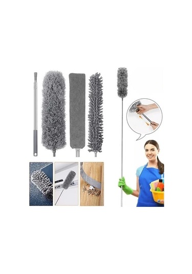 Teleskopik 3&apos Lü Mop Toz Alma Püskülü Çok Fonksiyonlu Temizlik Seti Çok Renkli