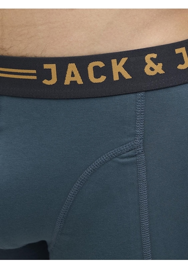 Jack & Jones Erkek Düz Renk 5'li Boxer Paketi - Blue - 12293348 Blue Wing Teal