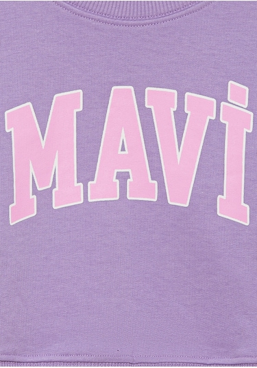 Mavi - Mavi Logo Baskılı Crop Mor Sweatshirt 7s10097-86954 Mor