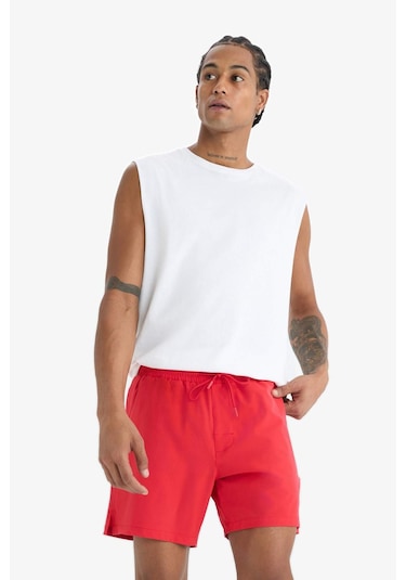 Defacto Defactofit Sporcu Baskılı Esnek Dokulu Kısa Boy Deniz Şortu B5952ax25hsrd286 Kırmızı