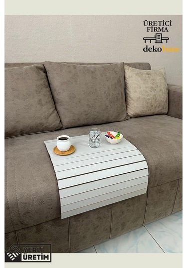 Açık Gri 4 Adet Çok Amaçlı Koltuk Kenar Sehpası, Supla, Yemek Servis Altlığı Açık Gri