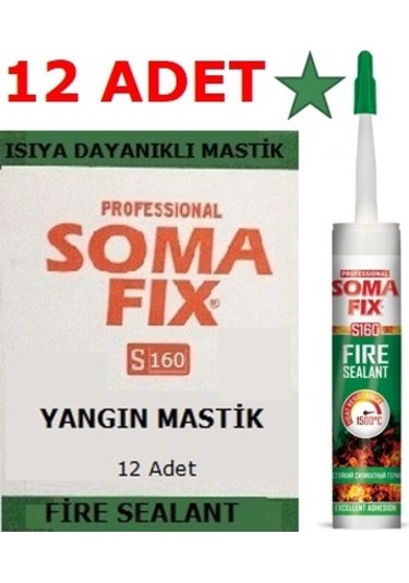 12ad 310ml Somafıx 1500'c Siyah Yangına Dayanıklı Isı Mastik Akus