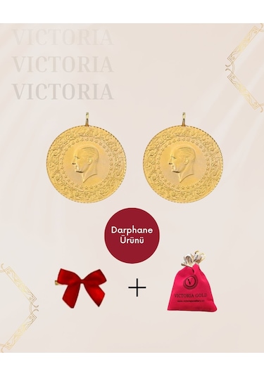 Vıctorıa Gold 2 Adet Çeyrek Altın Yeni Tarihli 2025 Kulplu 22 Ayar