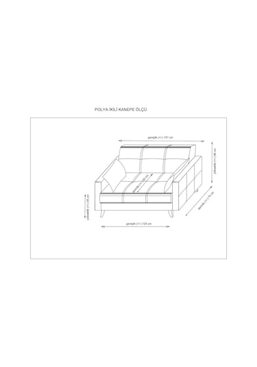 Polya İkili Koltuk-koyu Gri 100