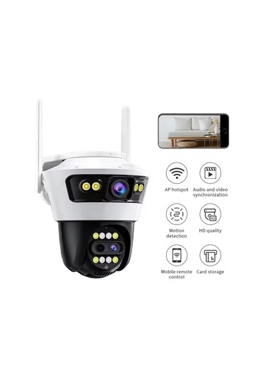 Ayarlanabilir 3 Lens 6mp 8x Zoom İç Dış Mekan Uygun Gece Görüşlü Akıllı Ip Güvenlik Kamerası