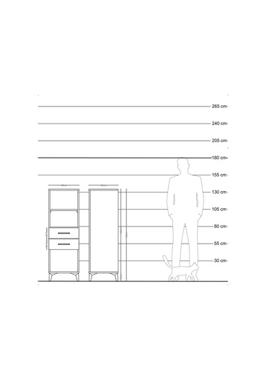 Hyperion Dolap 2 Raflı 2 Çekmeceli 44x44x134 Antrasit-antrasit Antrasit