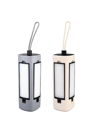 Çok İşlevli Şarj Edilebilir Taşınabilir Teleskopik Katlanır Kamp Feneri Çadır Lambası Beyaz Beyaz