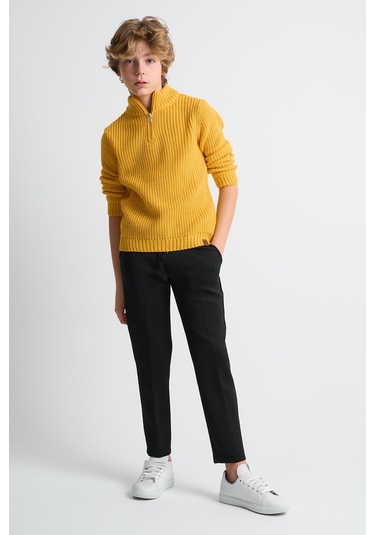 Alexandergardı Dik Yaka Fermuarlı Erkek Çocuk Kazak C23-7108 Hardal