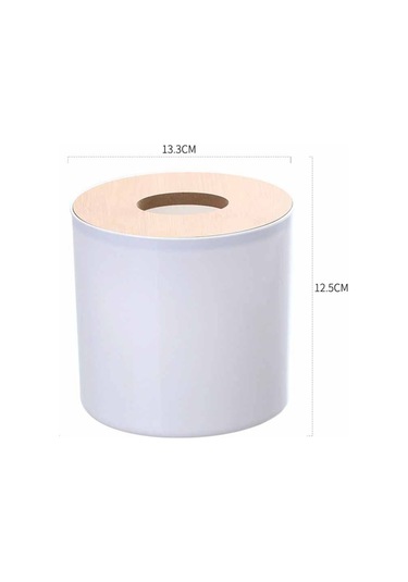 Beyaz-tuvalet Kağıt Kutusu Ahşap Kapak Yuvarlak Doku Kutusu Düz Renk Peçete Tutucu Kılıf Basit Şık Ev Araba Kağıt Mendil Dispenseri