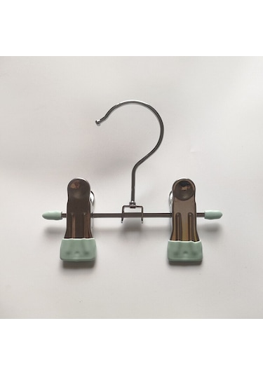 Açık Yeşil-paslanmaz Çelik Pantolon Raf Klipsi Metal Kaymaz Clothespin Gardırop Pantolon Kelepçe Elbise Askısı