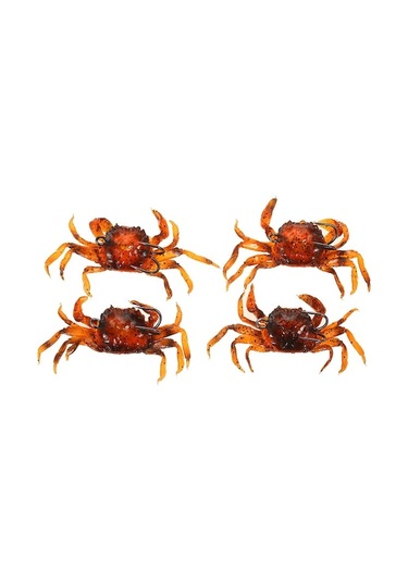 Balık Avı İçin 4'lü Yumuşak Plastik Yengeç Yemleri - Kahverengi, 13 Cm