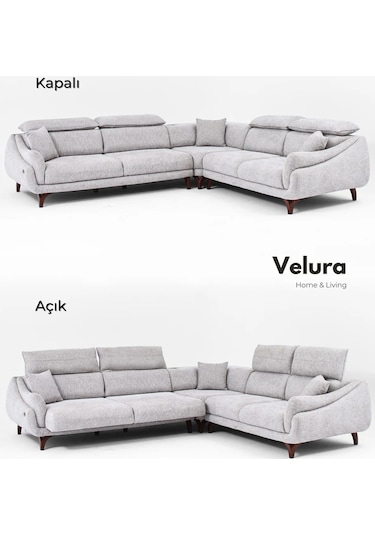 Ezel Motorlu Köşe Takımı & Hoparlörlü, Usb Portlu, Genişleyebilir Büyük Köşe Takımı Antrasit