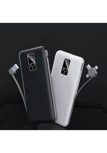 Lopard Pw-05 Hızlı Şarj Powerbank Led Göstergeli Micro Lightning Type-c Dahili Kablolu Taşınabilir 0 BEYAZ