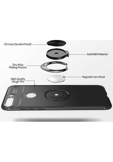 Huawei Y7 2018 Kilif Yüzüklü Magnetli Ravel Case 389753847