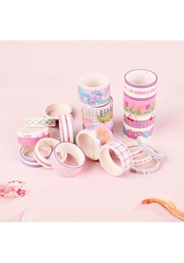 Dikdörtgen Vintage Washi Tape Bant Yapışkanlı Maskeleme Kağıdı Desenli Bant 20'li - Sunny Day 1