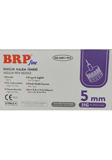 BRP İNSÜLİN KALEM İĞNESİ 5MM 31G - 100 ADET
