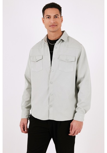 Buratti Pamuklu Regular Fit Çift Cepli Erkek Gömlek Cf24W116927 Mint