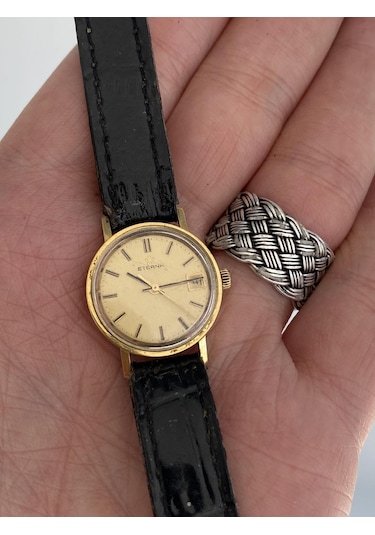 Eterna 23.7 Mm Deri Kordon 14k Altın Kadın Kol Saati 2.el