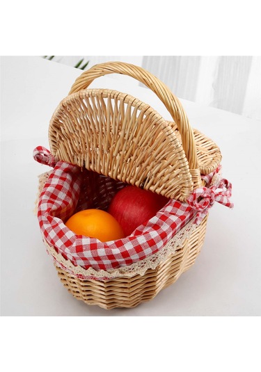 Xiaaokeji Kapaklı Country Tarzı Hasır Piknik Sepeti Sepet Kahverengi