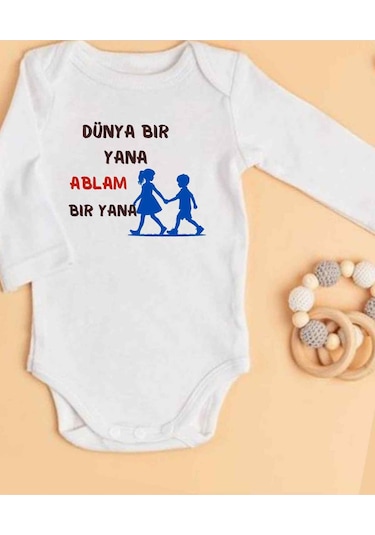 Lupi İsimli Zıbın Yazılı Bebek Zıbın Somon-turuncu Beyaz
