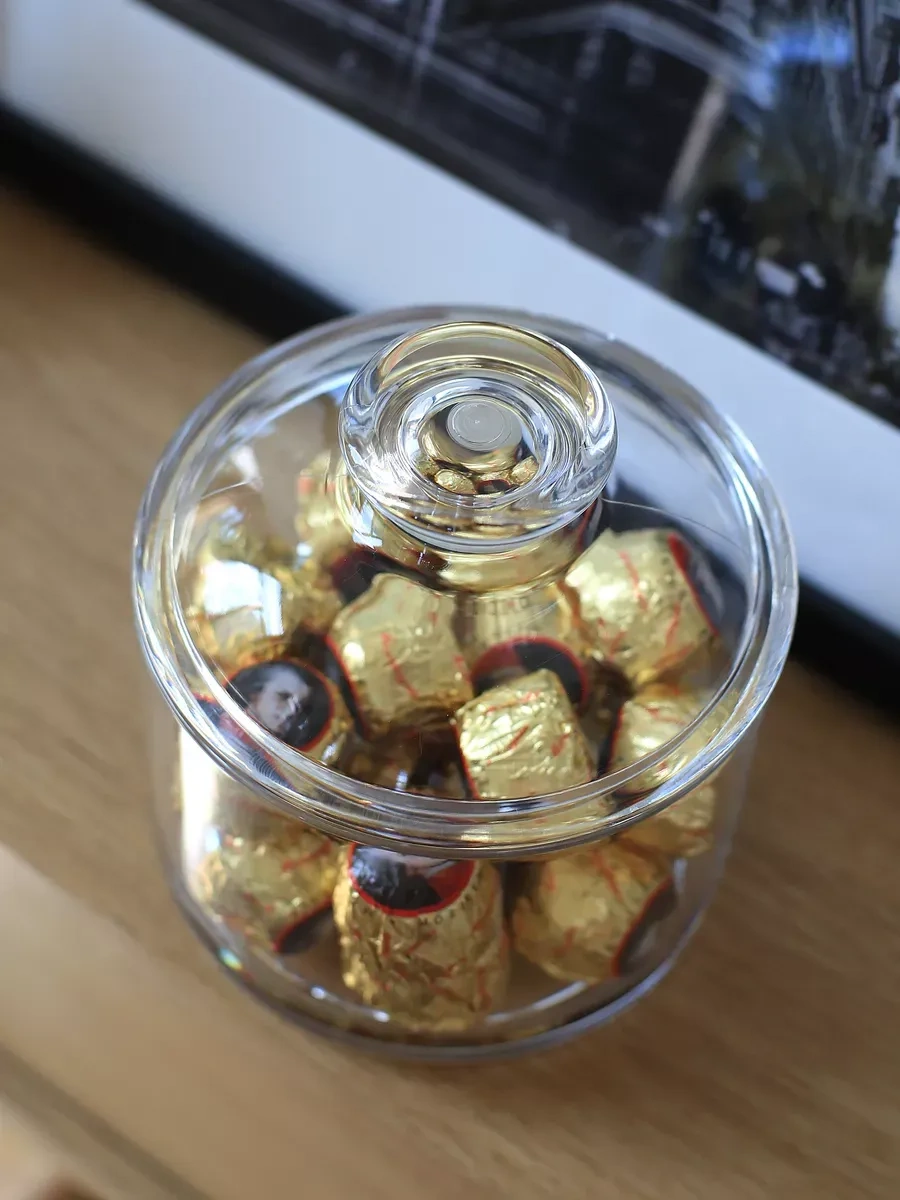 Pıta Kapaklı Şeker Kabı Dekoratif Vazo 319521501 Şeffaf Kristal