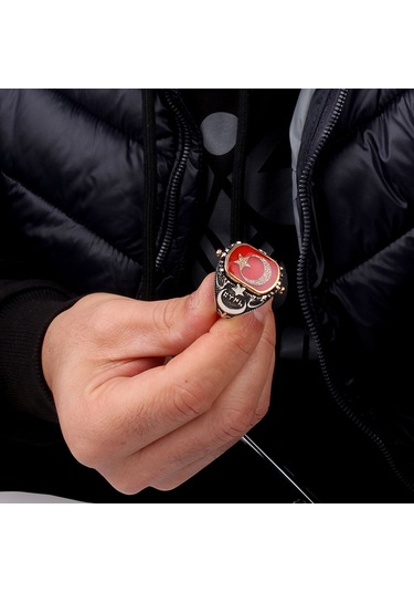 Ayyıldız Adalet Motifli Çift Taraflı 925 Ayar Gümüş Yüzük