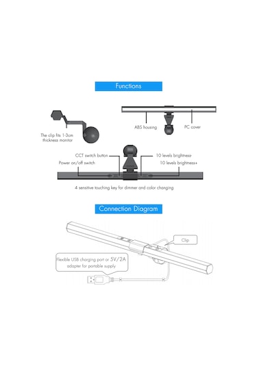 Neoglint D C5v 84led Monitör Ekran Işığına Duyarlı Siyah