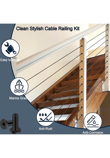 Xurunkeji 1/8 İnç Tel Halat Korkuluk İçin 80 Adet Paslanmaz Çelik Koruyucu Kovan, Ahşap Direkler İçin T316 Deniz Sınıfı Koruyucu