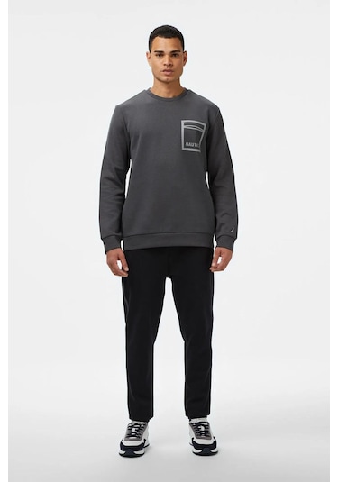 Nautica Erkek Gri Classic Fit Sweatshirt-11422 Gri