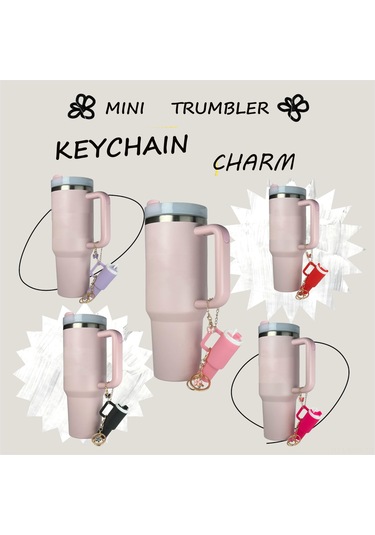 Monyee Mini Kupa Anahtarlık, Çift Yönlü Kullanim, Açelya Ve Çiçek Takıları, Lipstick/lip Balm Taşıyıcı, Akrilik+alloy Malzeme