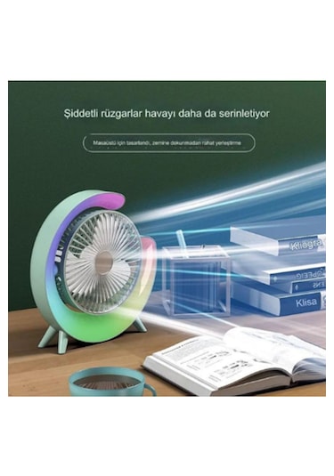 Masaüstü Vantilatör Usb Şarjlı Rgb Led Işıklı 3 Kademeli Fan